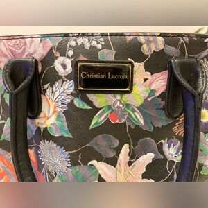 Christian Lacroix black floral vegan leather bag